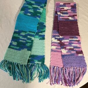 Vibrant Knit Scarves in Blue and Purple